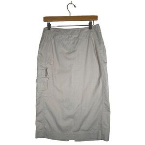 VTG 90s Faconnable French Designer Womens Size 6 Khaki Safari Skirt Cargo EUC